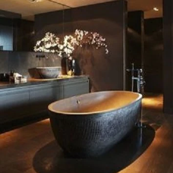 Copper Bathtub Bronze and Black in color combo standard size freestanding for bathrooms decoration Jacuzi  two people Soaking