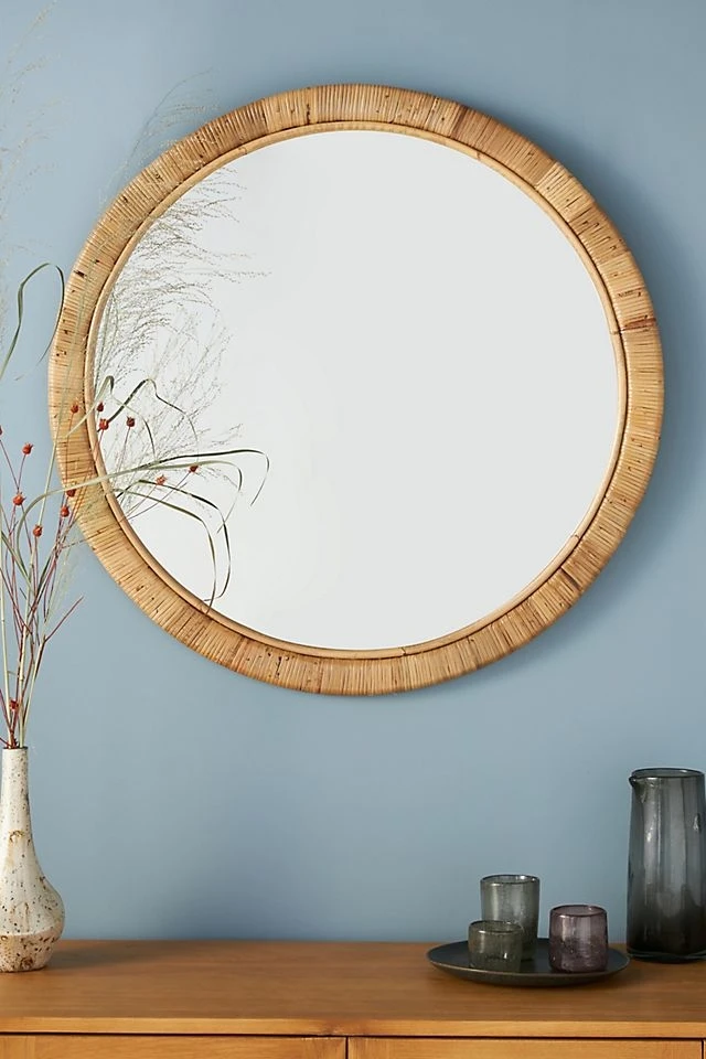 Decorative Wall Mirror Rattan Mirror Frame Handmade for Home Decor from Vietnam Vintage