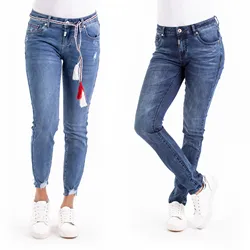 ODM OEM jeans for women Decorative belt We are a manufacturer of high quality denim clothing jeans factory
