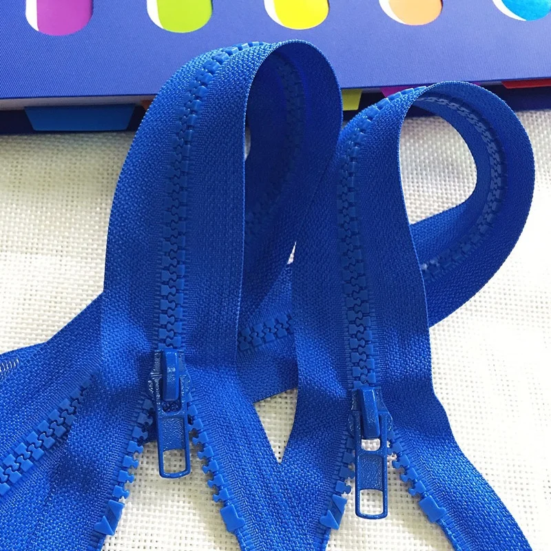 HOO blue 50/60/70cm 5# Zippers Open End Resin Zipper For Sewing Garments Long Coat Down Jacket
