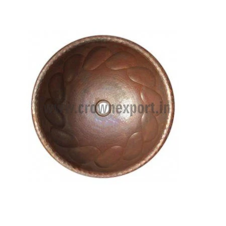 Copper Drop in Round Kitchen Sink Hand Hammered Design Single Bowl Basin Bathroom Vessel Sink Dark Antique Finished in Low Price