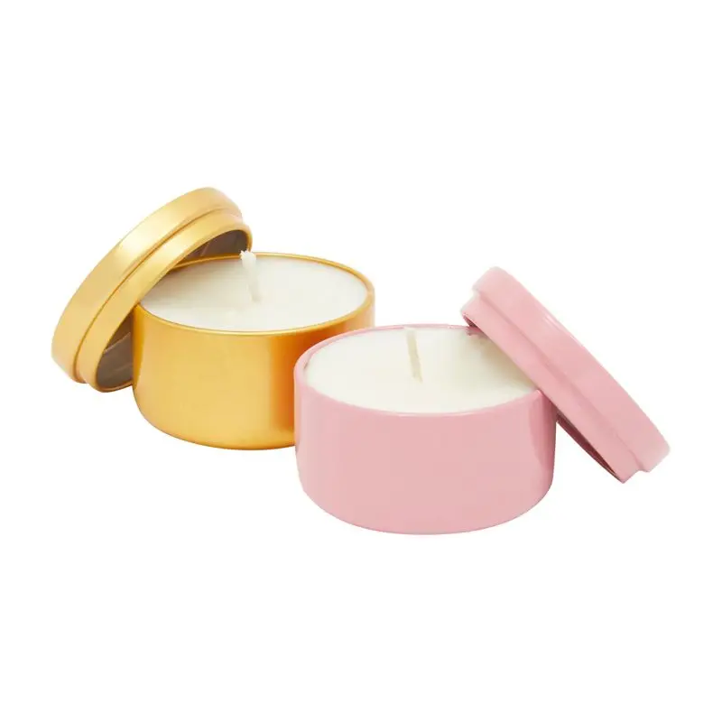 Customized 6oz 8oz 12oz matte round purple white metal candle aluminium jar seamless black tin candles soy wax containers