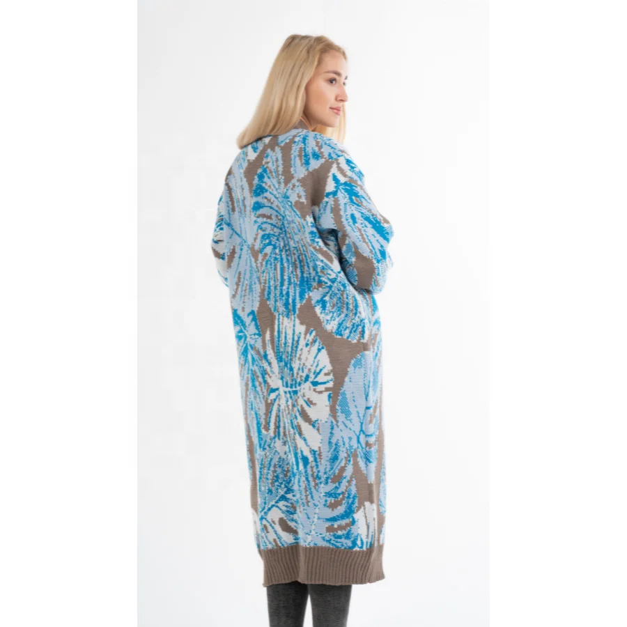 Современная Женская Длинная трикотажная одежда, коричневый кардиган «Monsterra», новая коллекция