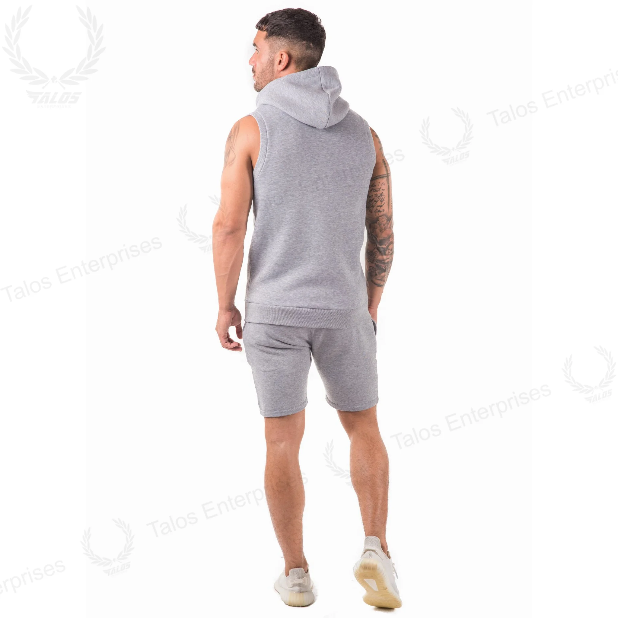 men sleeveless hoodies tracksuit cheap custom short tracksuit men sweatsuit gym track suit twin sets for sale
