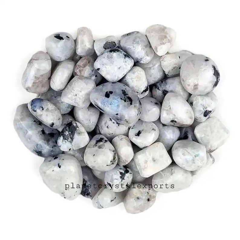 Natural White Rainbow Moonstone Tumble Stone High Polished Moonstone  Crystal Gravel Stone Wholesale
