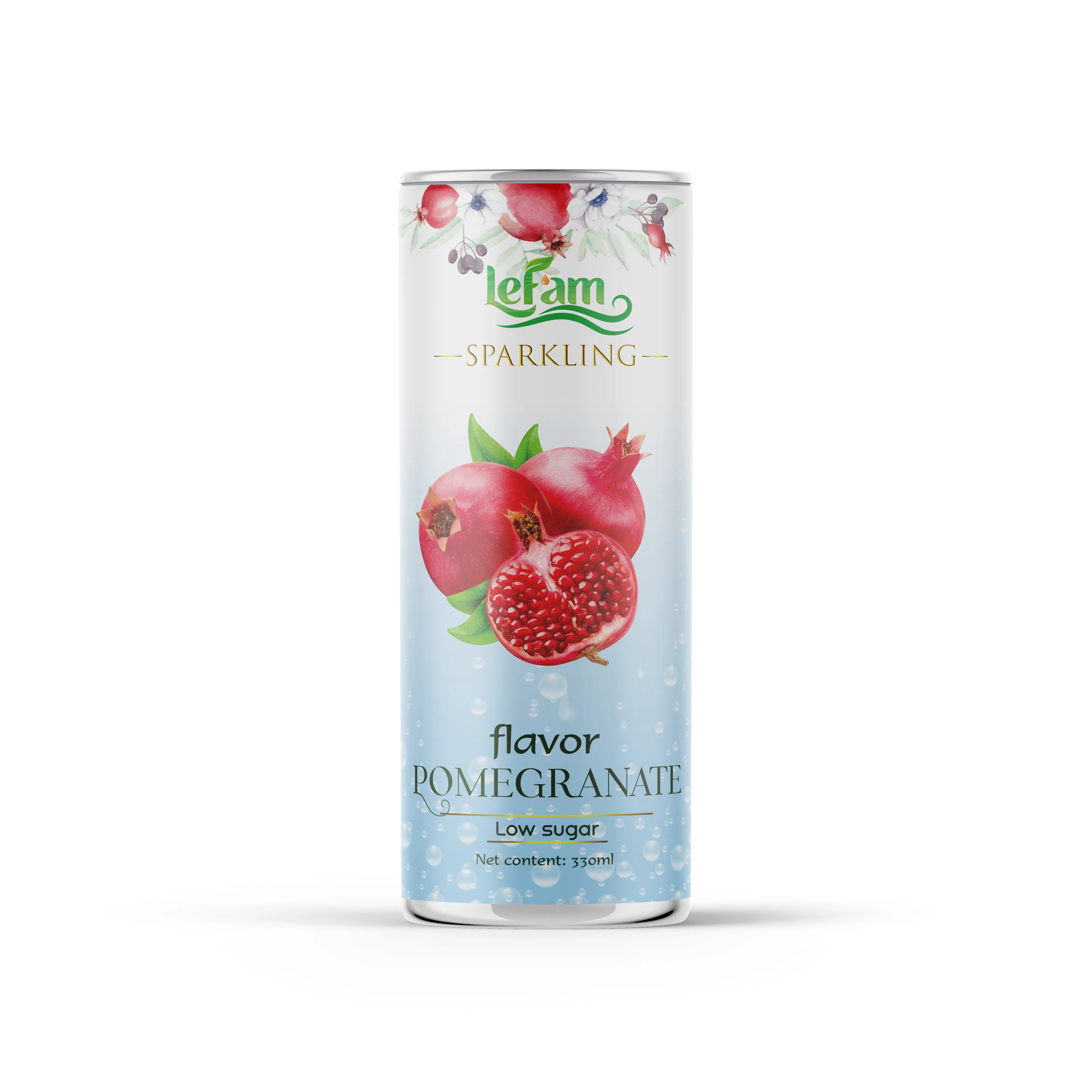 High Vitamin C Carbonated Drink Pomegranate/ Lemon 330ml Can Natural Flavor Wholesale Manufacturer Lefam