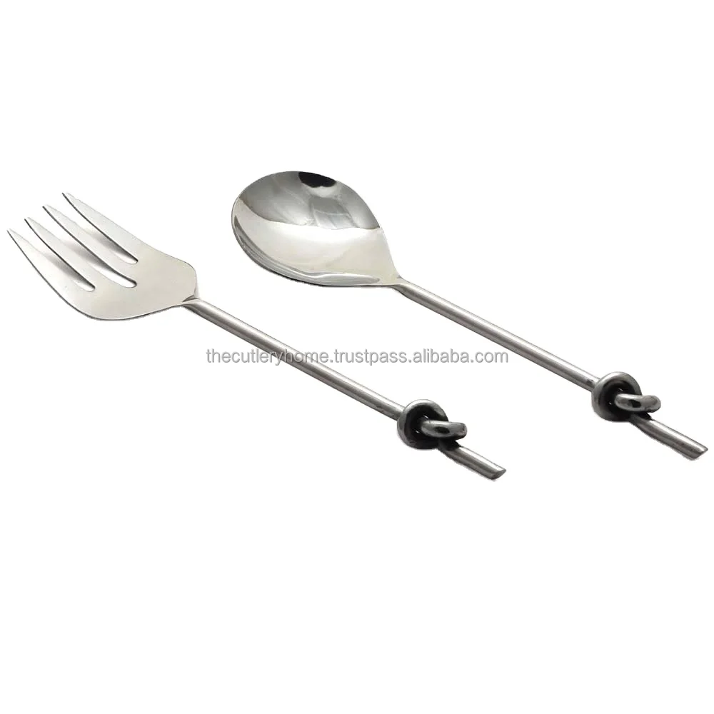Ручная подача из нержавеющей стали с закрученной ручкой, набор для салата, набор для подачи еды