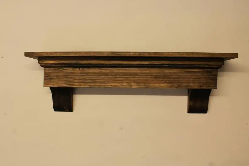 
Large Rustic Floating Shelf With Corbels Bracket Fireplace Mantel Shelf Housewarming Gift 
