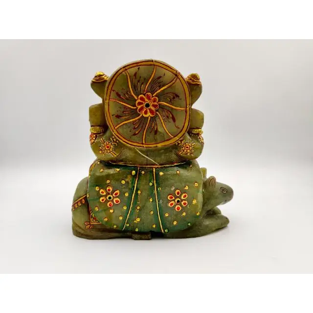 Green Aventurine Mouse Painting Ganesh Lord Ganesha Vinayaka Ganapati Statue carving labradorite stone