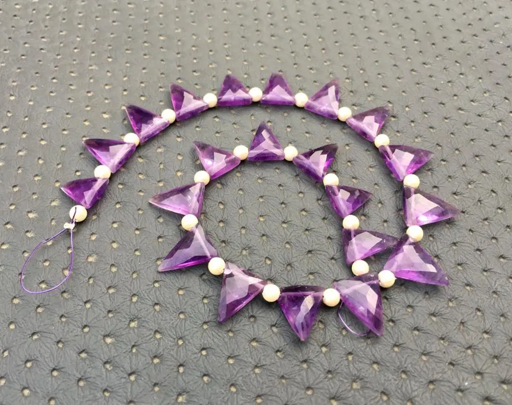 Natural Amethyst Gemstone Faceted Triangle Shape Briolette Beads Making DIY Jewelry February Birthstone Wholesale