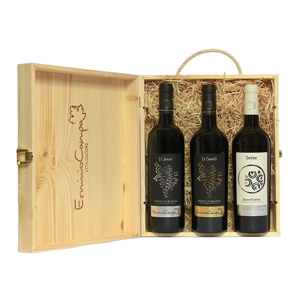 Высококачественное красное Primitivo и белое вино Bianco Salento IGP в деревянной коробке для подарков «Li Cameli» Li Janni и «terrтеплое»
