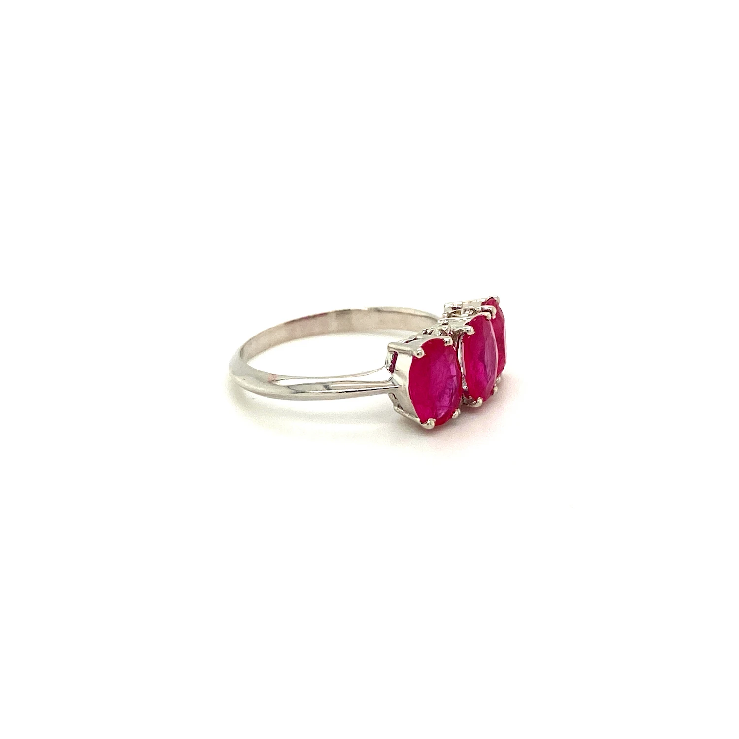 Three Stone High Quality New Arrival Ruby Oval Shape Natural Gemstone 925 Solid Silver For Women Designer  Fine Jewelry Ring