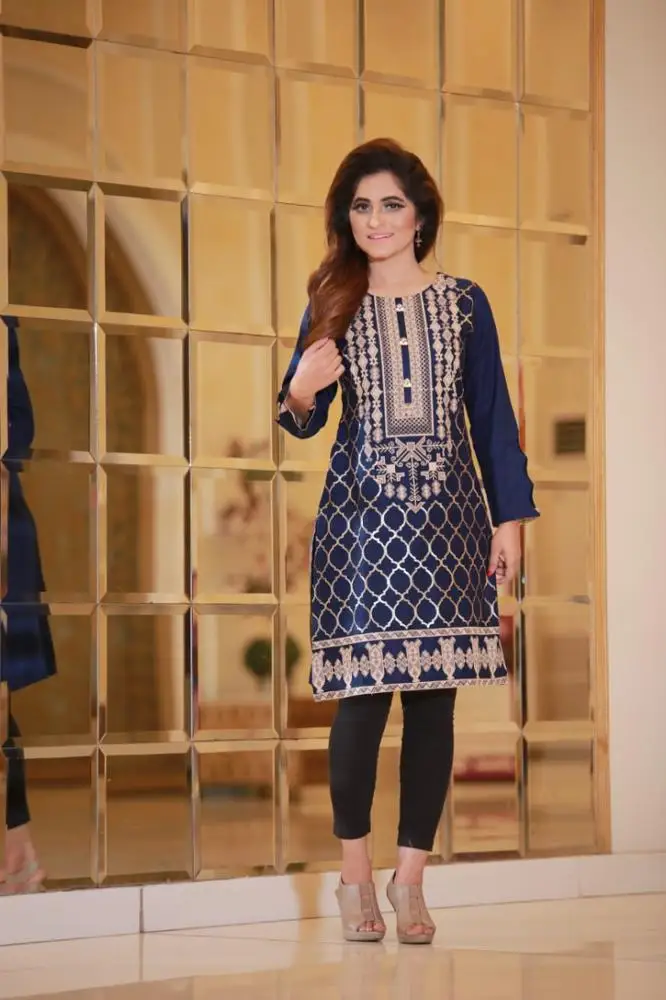 Pakistani Kurtis Silk Cotton Rayon Women Causal Wear Salwar Kameez