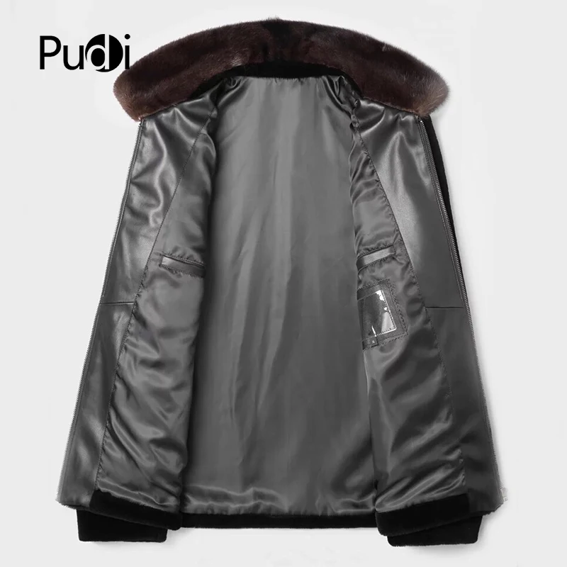 2020 Men new fashion 100% wool fur coat jackets solid mink fur collar fall winter casual outwear MT845
