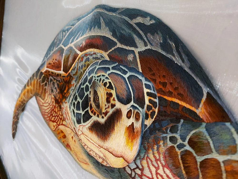 Mordern Style Turtle Paintings Soul Of The Ocean Animal Embroidery Artworks with Best Price