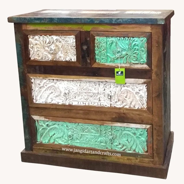 Indian factory manufactured reclaimed boat wood classic retro distinctive display chest of drawer cabinet wholesaler