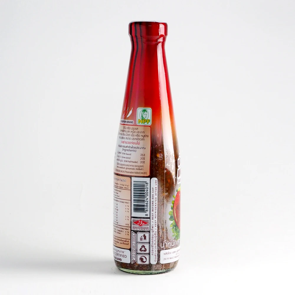 Nong Pon Dipping Jaew Esarn Chilli Hot Sauce Glass Bottle Package 300 ML Red Hot Chili Sauce Chili Paste