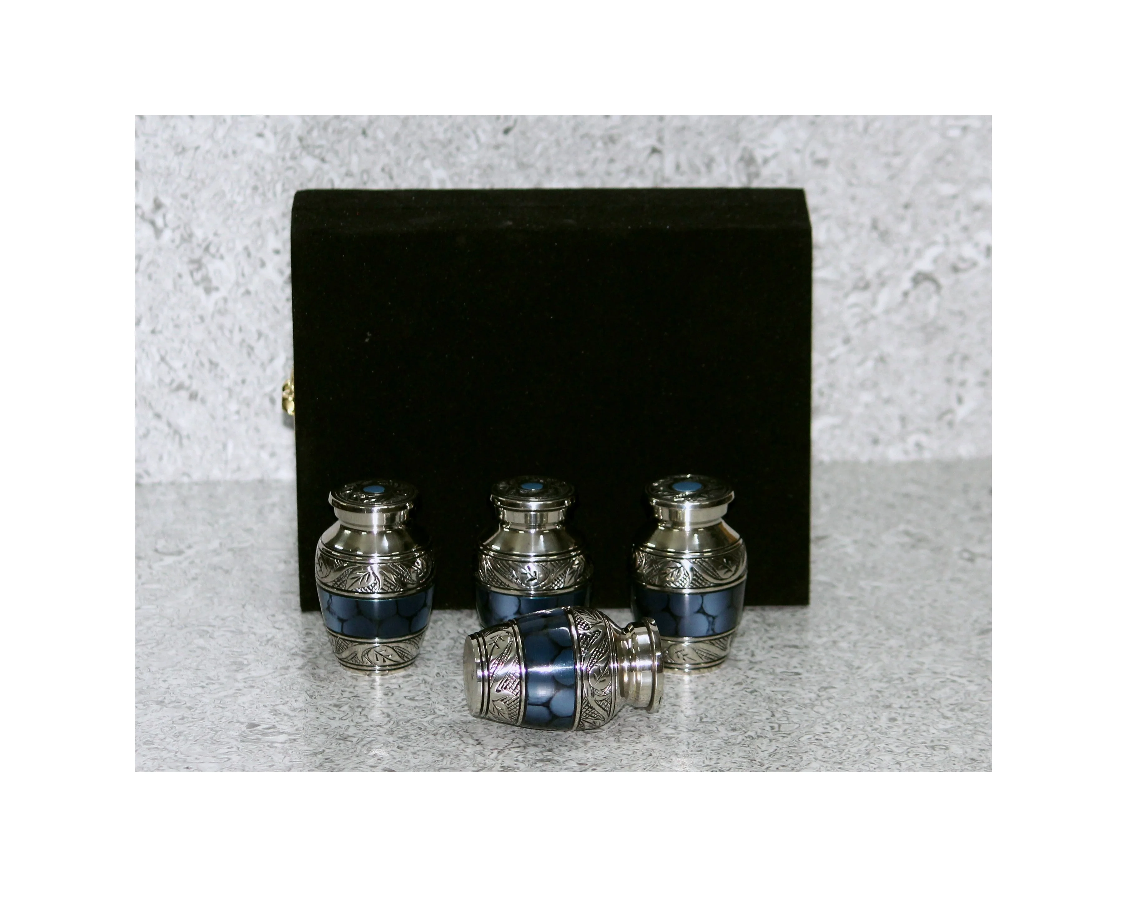 Blue Fire Set of Four Small Keepsake Urn urn Funeral Cremation urns for human ashes adult Size in good price