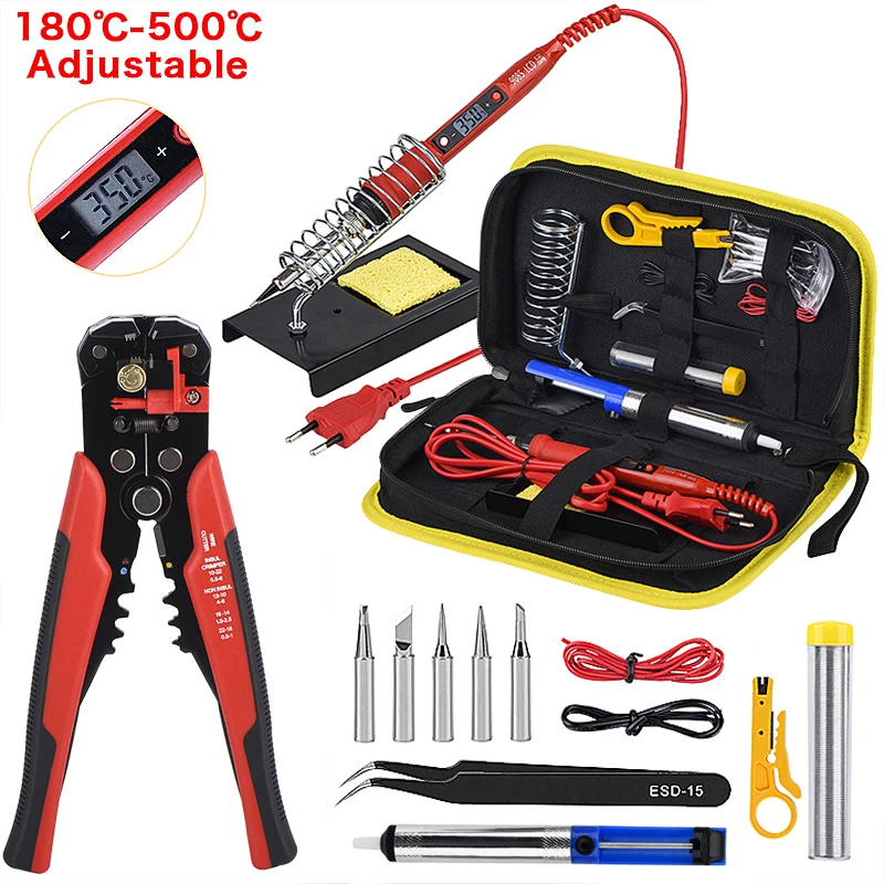 Welding Tool Adjustable Temperature Electric Soldering Iron Set Welding Solder Station with Multifunctional Wire Stripper