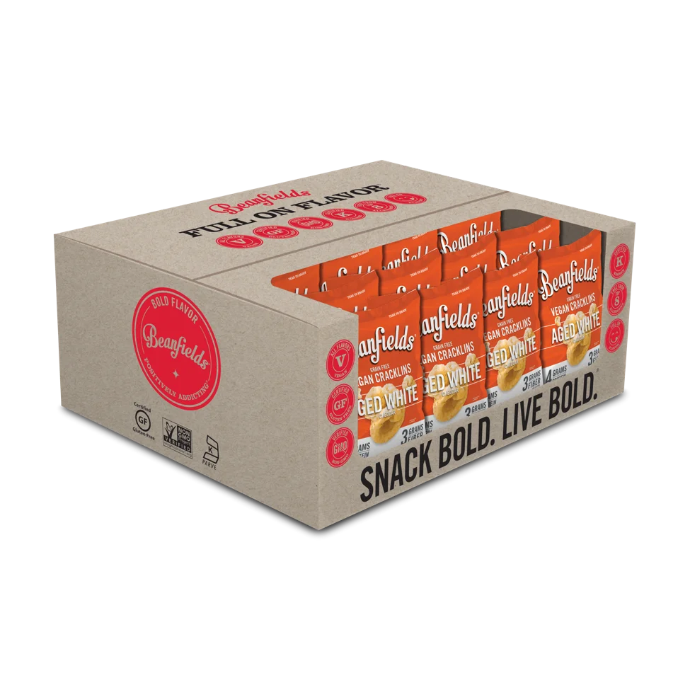 Beanfields Aged White Cheddar Vegan Grain Free Cracklins 1oz Case