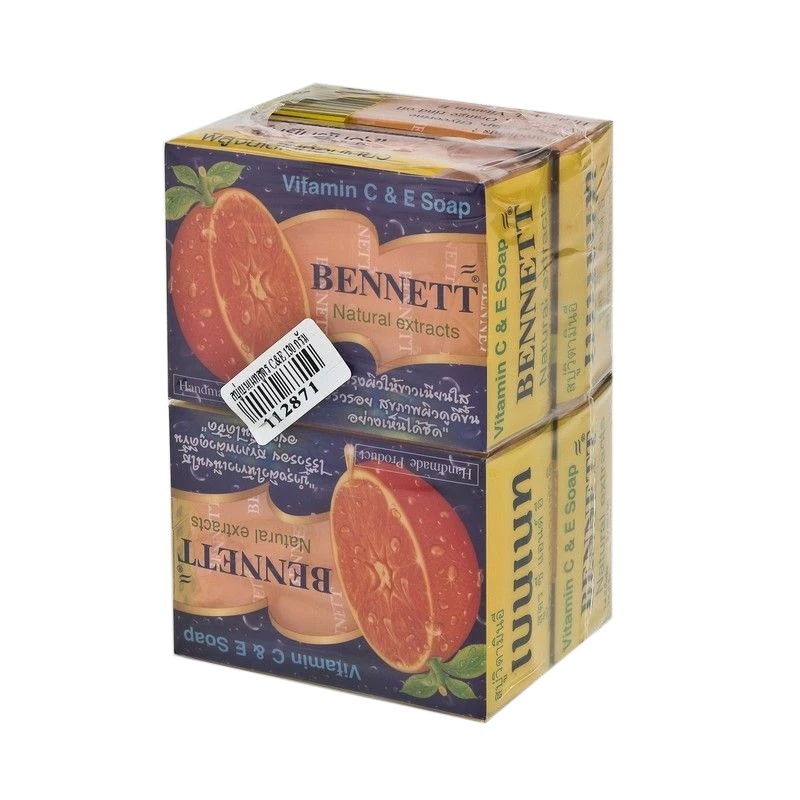 Bennett Vitamin C&E Soap Bar Natural extracts/Thai Soap 130g x 4 Bars