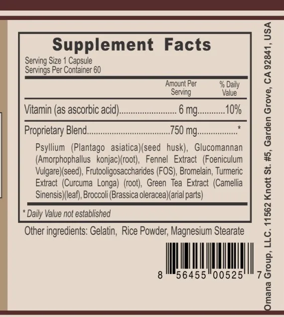 Natural Herbal Colon Cleaner Pill Capsule for Detoxification & Cleaning wt Pre Probiotic, Psyllium Husk Powder Dietary Fiber USA