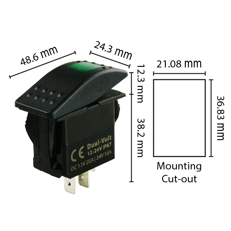 Переключатель с зеленым светодиодом