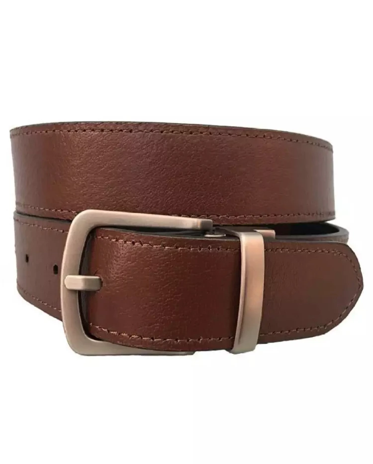 Handmade Leather Belt with Stitched Stainless Steel or Brass Buckle-Belts