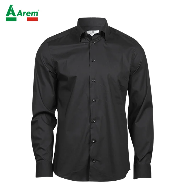 For B2B Button collar Cotton Elastane Fused collar cuffs Back yoke darts back Curved hem men Stretch Luxury Shirt corporate