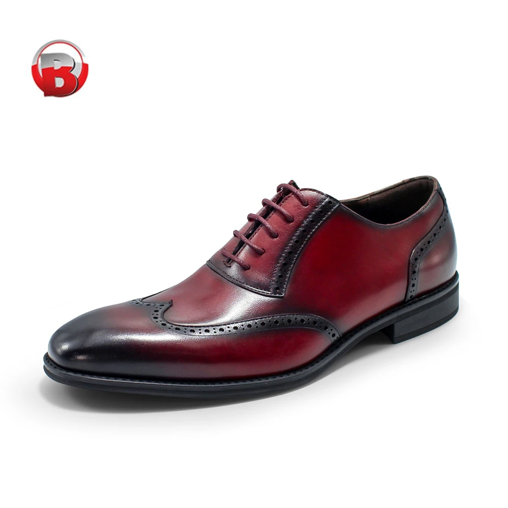 100% Genuine Leather Handmade Lace up Oxford Shoes Semi Brogue Traditional Dress Shoes