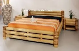 
Wholesale Price Strong Support Bedroom Natural Bamboo Bed with Modern Design From Vietnam 