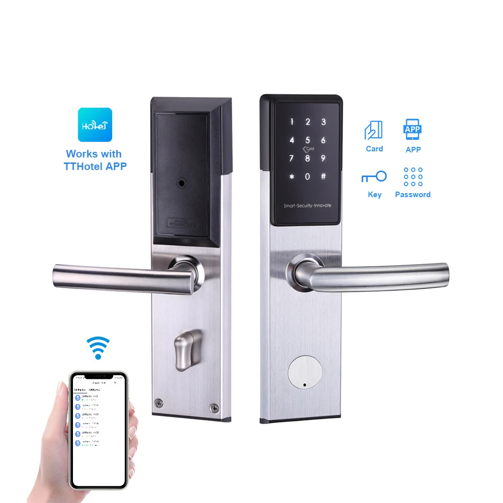 304 Stainless Steel ANSI mortise High Quality Smart Hotel Door Lock System , Electronic Wifi TThotel Smart App Hotel Door Lock