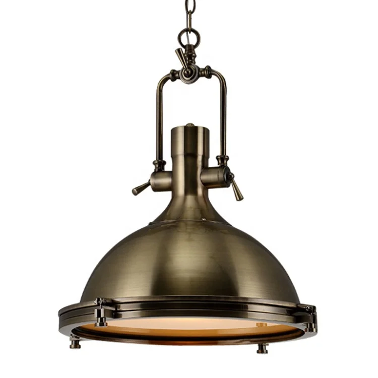 Contemporary Frosted Dome E27 Single Light Hanging Nautical Chandelier Lamp Decorative Industrial Style Pendant Light