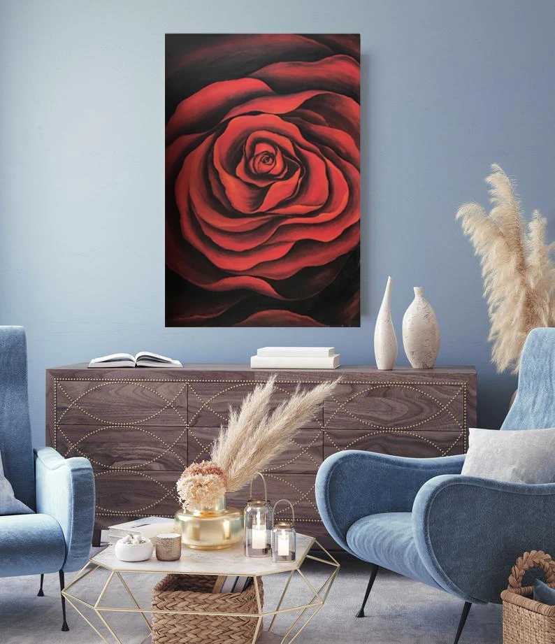 Modern Art Paintings About Rose  Vietnamese Lacquer Painting Best Choose Modern Decorative Painting For Living Room