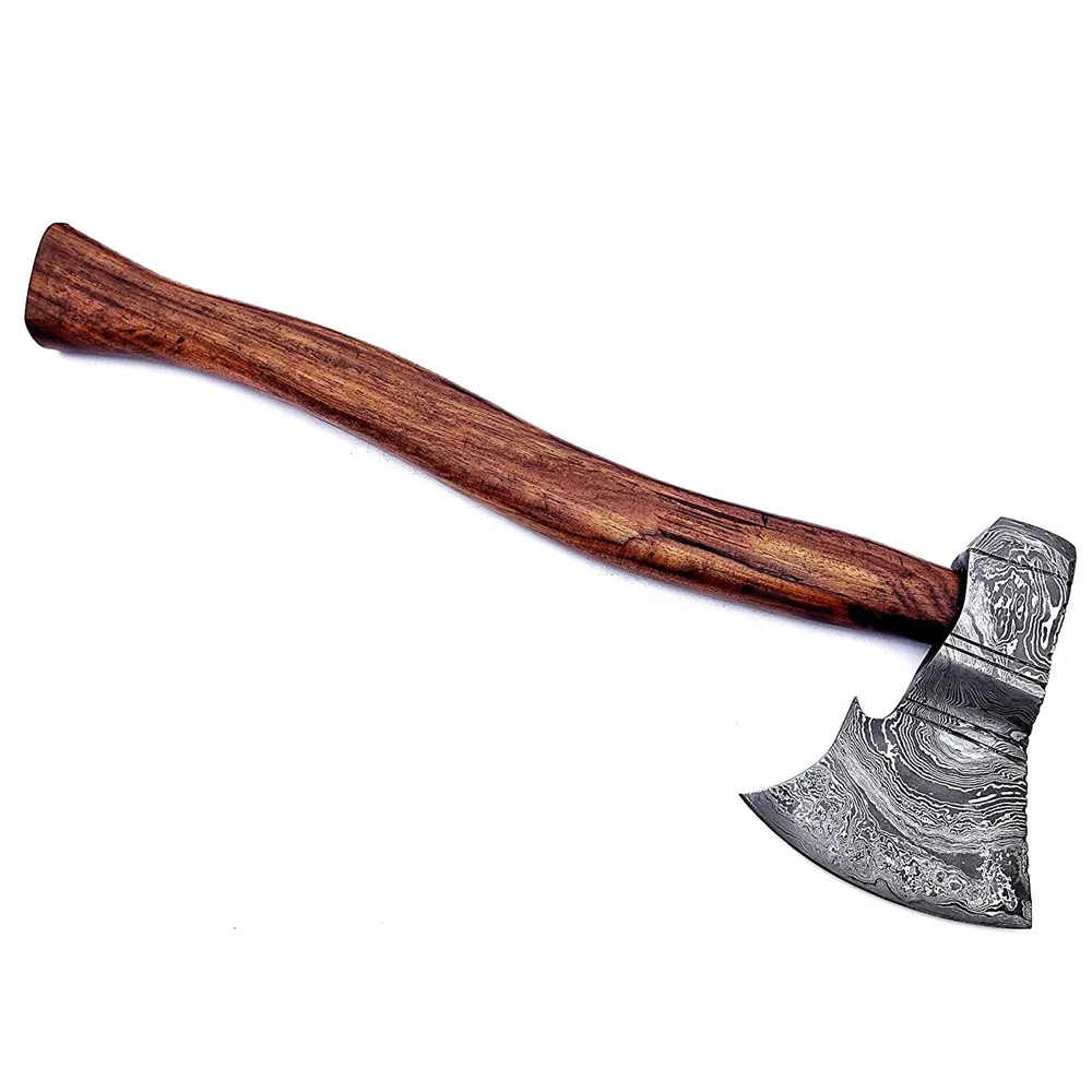 Damascus Steel Handmade Outdoor Camping Tactical Wood Working Axe with Wood Handle