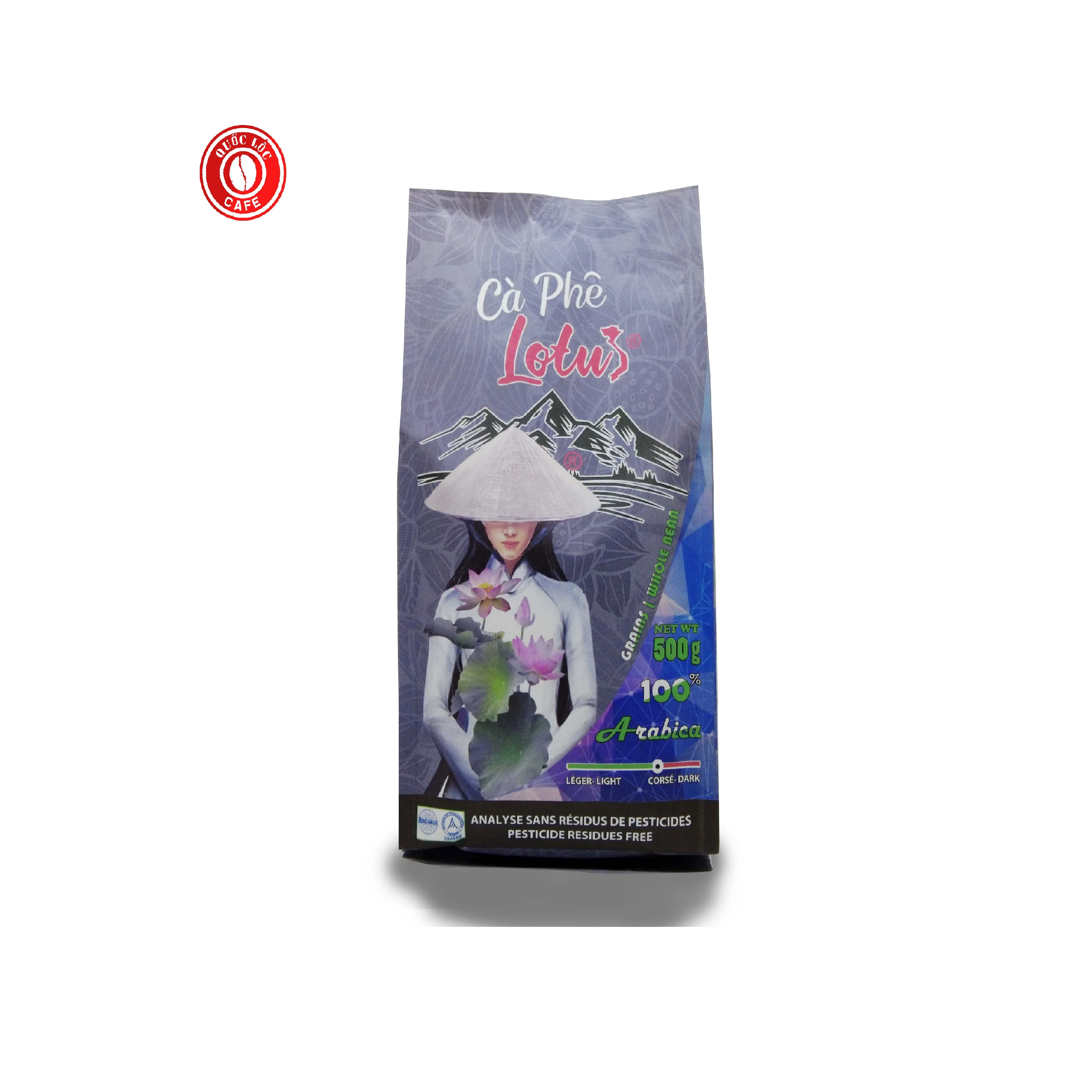 
Bag Packing Sweet softer taste Hot Air Roast Type 100 % Arabica Lotus Arabica coffee from Vietnam 