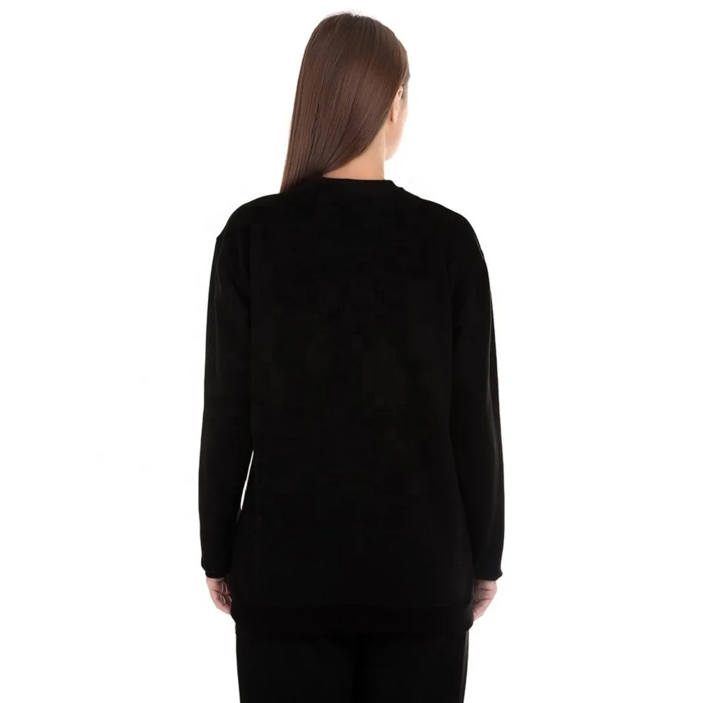 High quality set crew neck women winter crop long sleeve sweatshirt custom brand logo and design women round neck sweatshirt