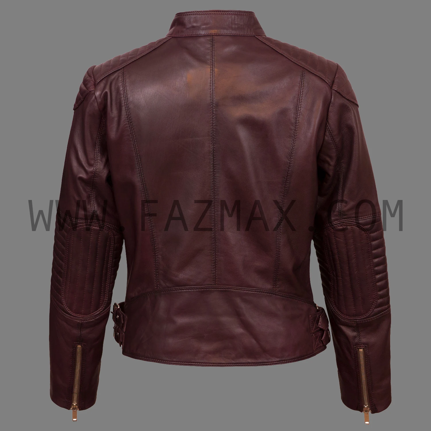 Womens Burgundy Leather Biker Jacket Genuine Sheep Leather 2023