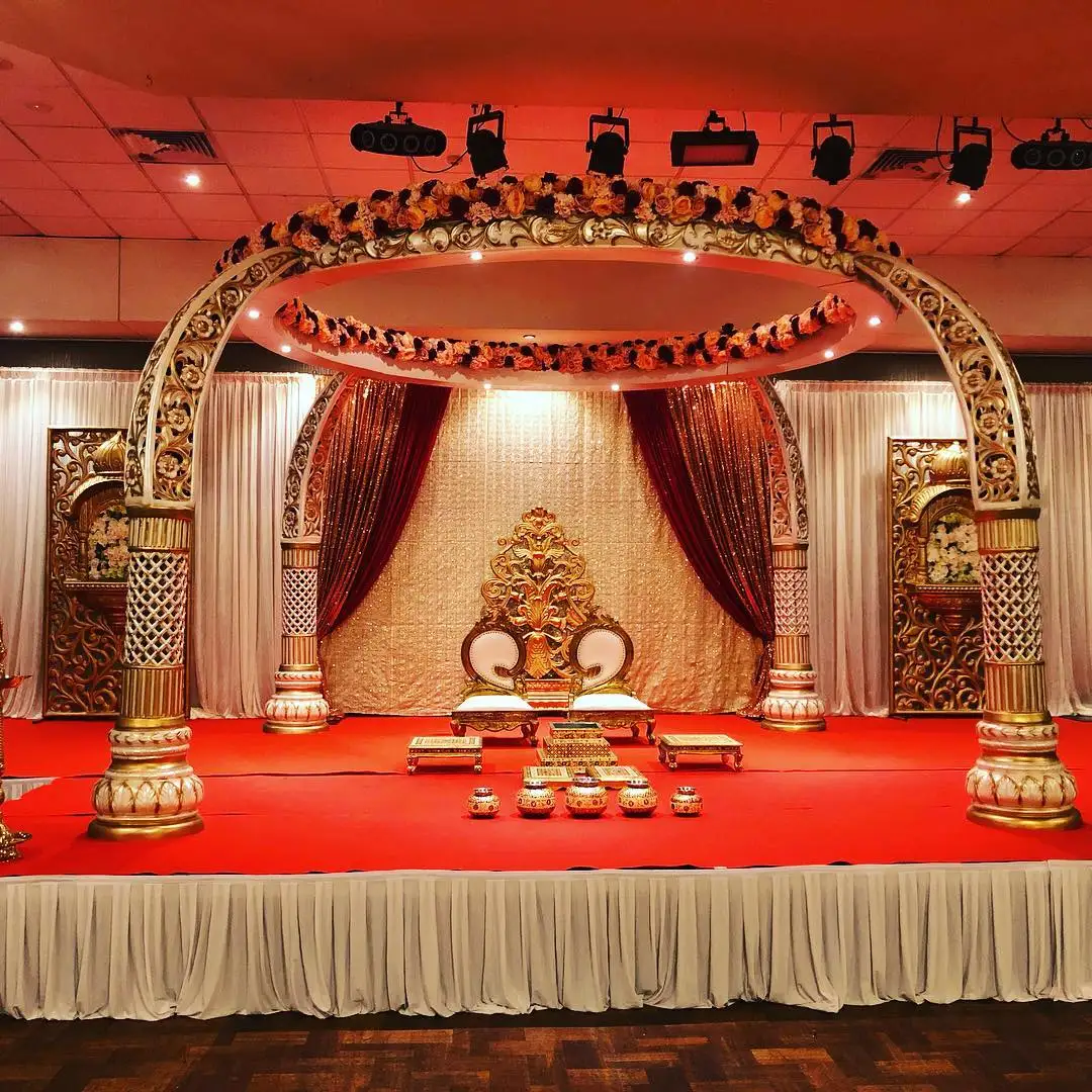 
Fiber Wedding Mandap Hindu Wedding Mandap Wedding Stage Wedding Party Event Decoration Mandap Bazaar Customized Fiberglass 