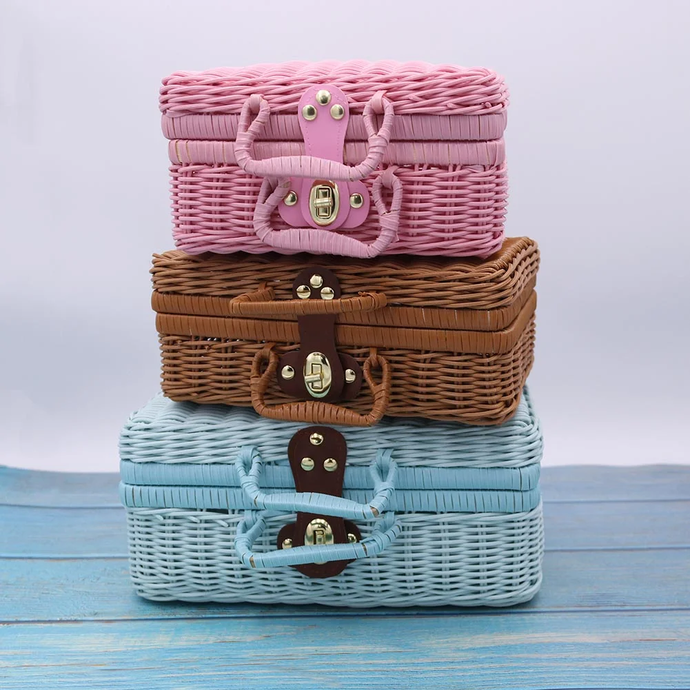 Rattan woven suitcase Kids room home decor Wedding gift box straw bag suitcase briefcase Made in Vietnam