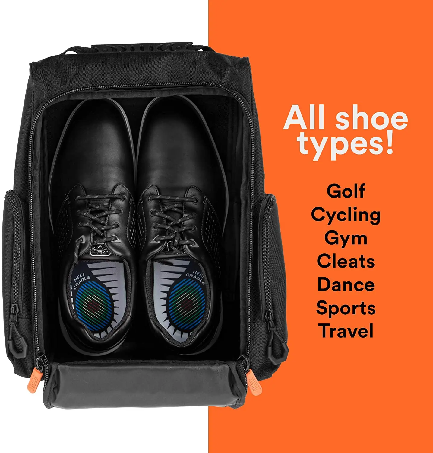 Custom Golf Shoe Bag Zippered Black Shoe Carrier Bags Football Boot Bag