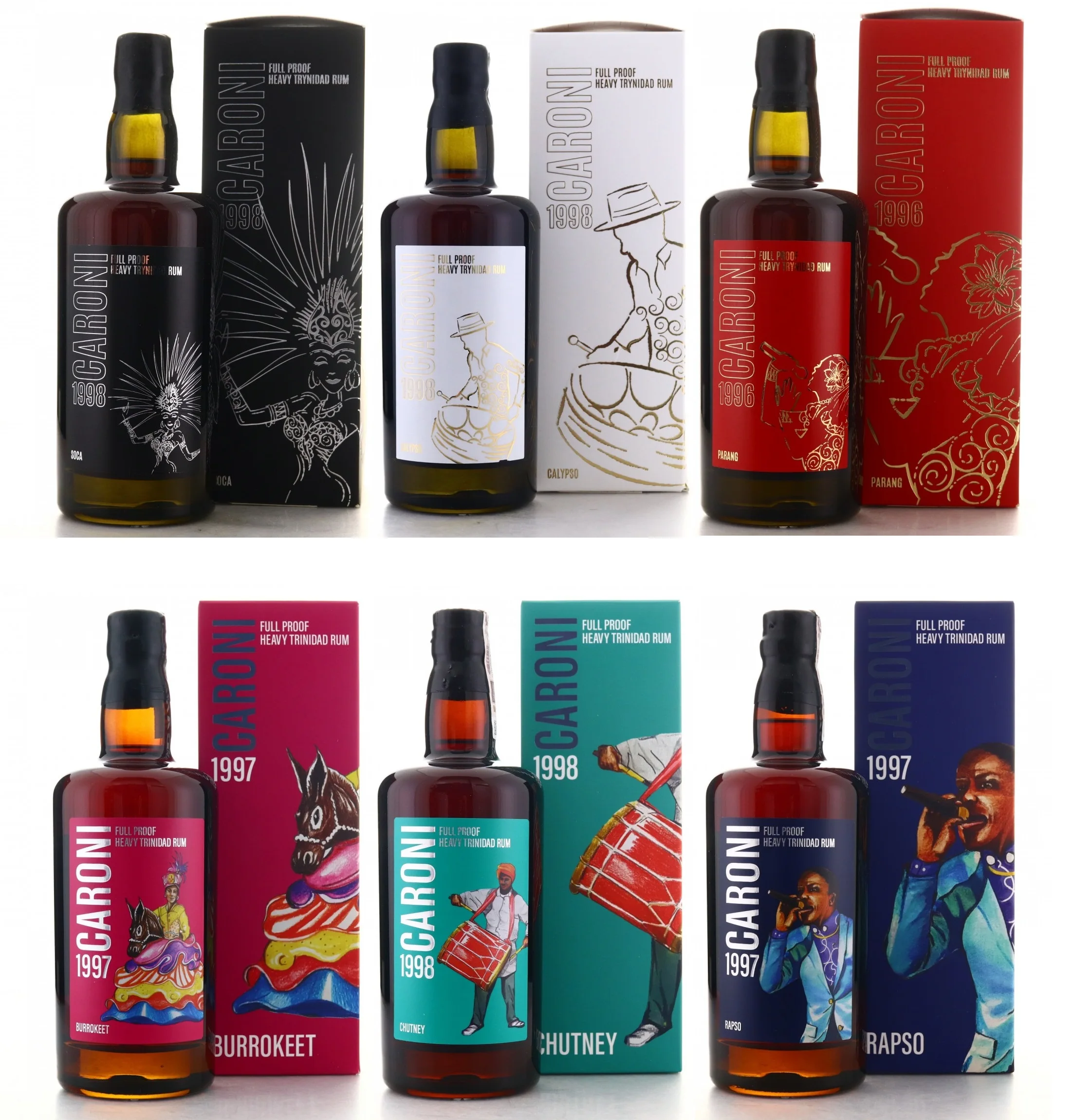 Музыка Caroni! Серия-дистиллированная на дистиллере Caroni-Паран, сока, Калипсо, рапсо, буррокет, Chutney - 6x 700 мл