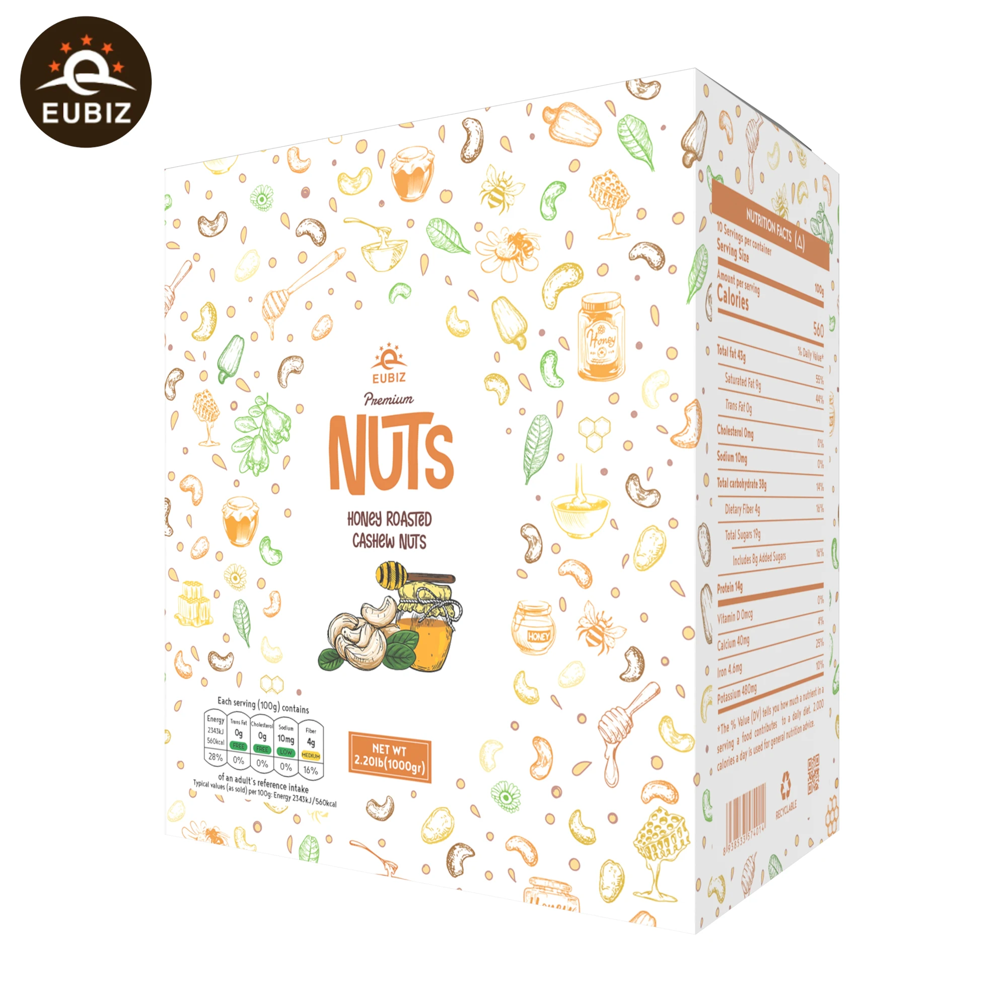 EUBIZ Cashew nuts Flavor Honey - Snack Packs - No Testa Shell - Box (paper) 1000g (35.3 OZ) - in VietNam