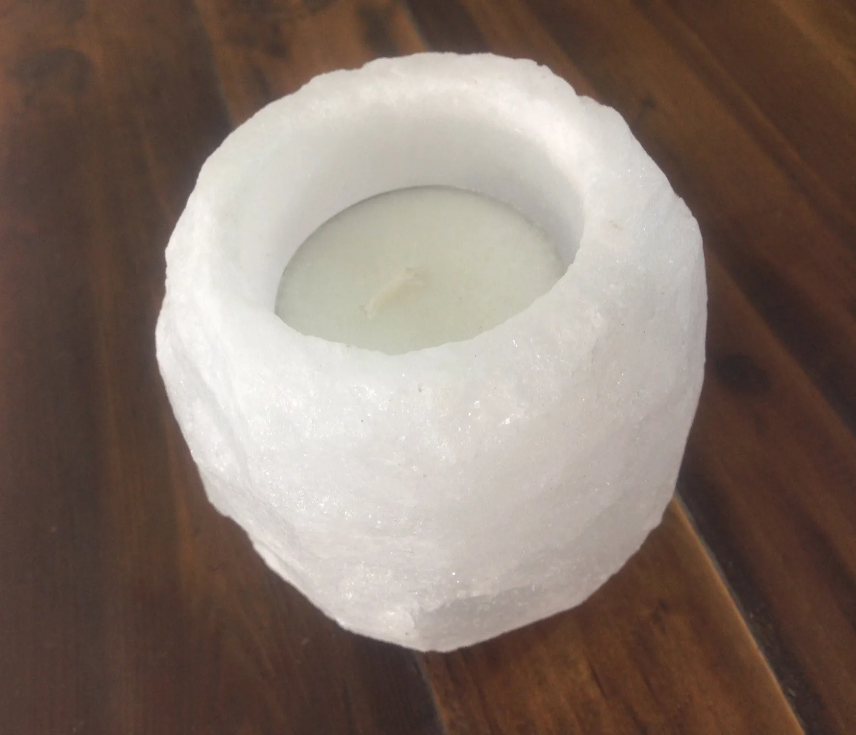 Himalyan 1 Hole White Salt Crystal Tea Light