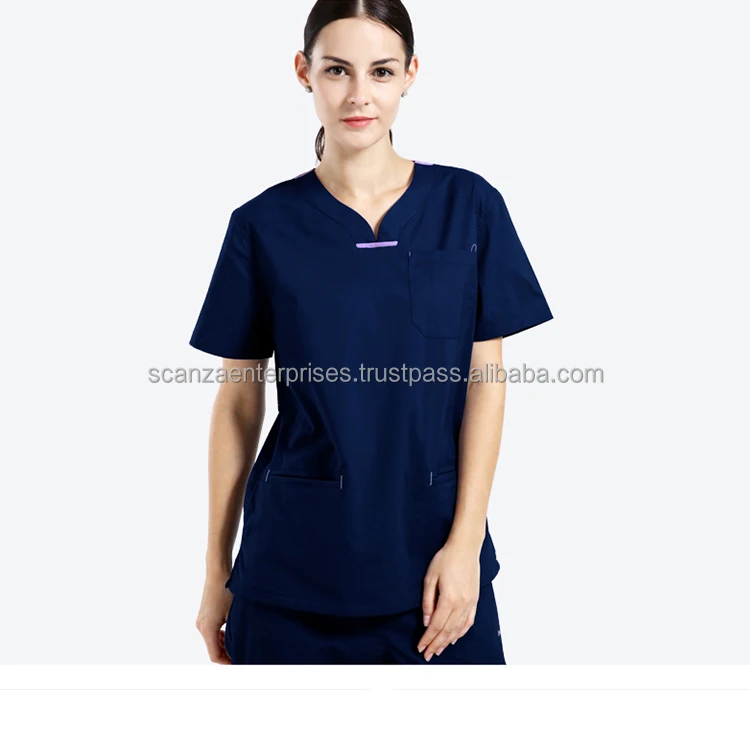Fashion Colors Designs Strech Uniforme Suits Sets Women Nurse Medical Scrubs Comfortable Hospital Uniforms Stylish Silicon Silk