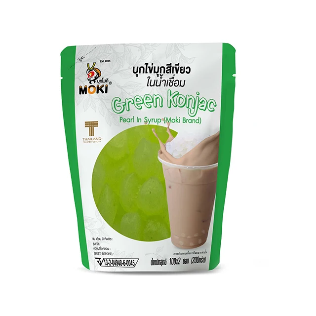 Зеленый Konjac Boba чай десерт без жира глютена веганские растения на основе халяльных продуктов