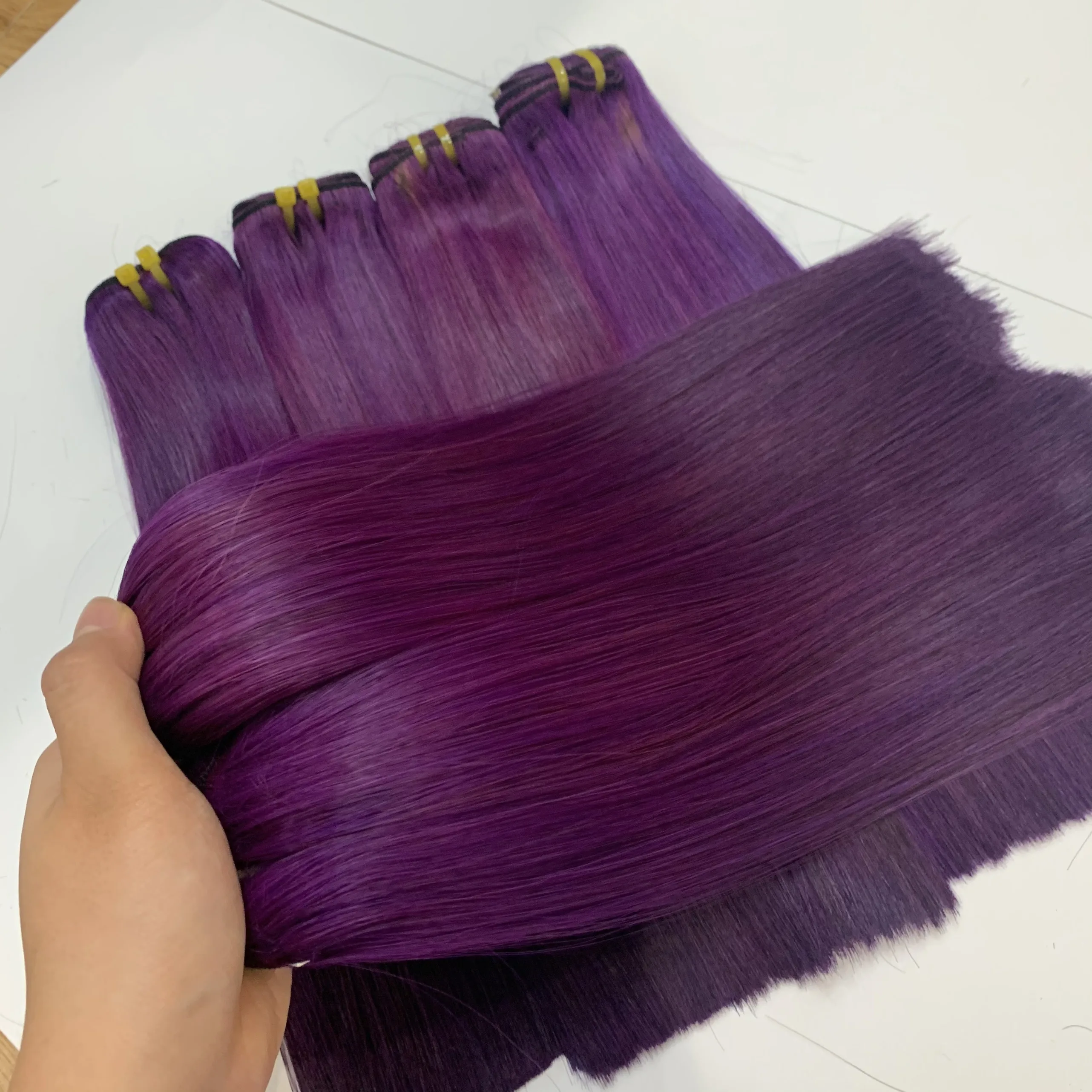 Plan color purle, супер двойные человеческие волосы, прямые волосы 12 дюймов, без tang, без nit, лучшее качество, 100% натуральные волосы от Livihair Vietnam