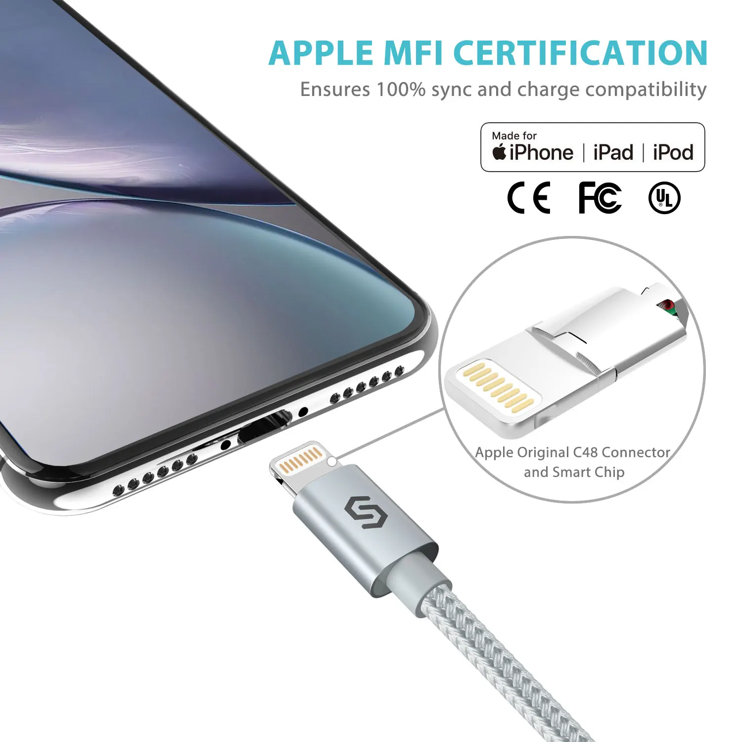  Syncwire покрыт 3. Зарядное устройство USB 3ft/1m 6.5ft/2m нейлон зарядное кабель Lightning для Iphone 11 Xs Max XR X 8 7 6 6s Plus SE 5S 5C 5 iPad