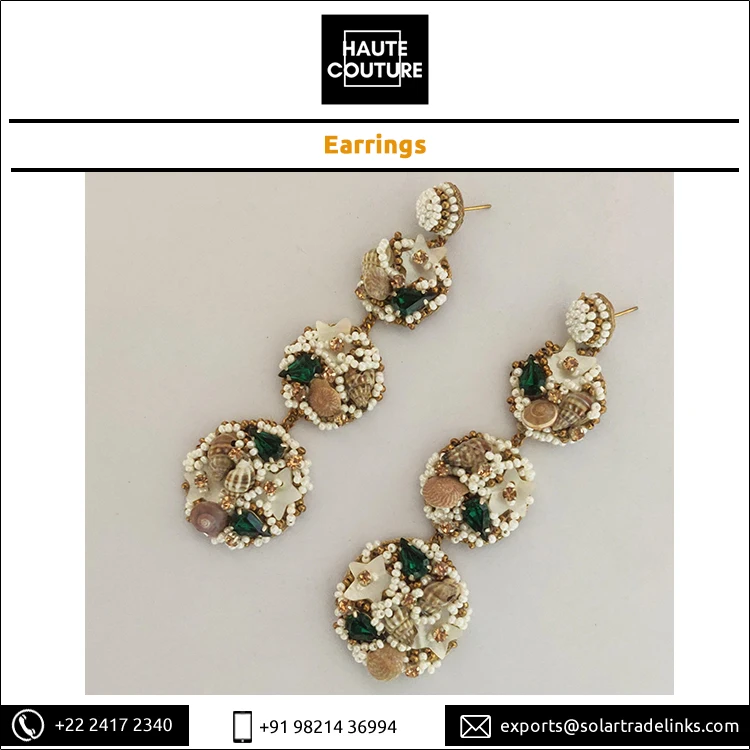 High Quality Bulk Selling Hand Embroidered Womens Wear Handmade Mother of Pearls Star Shells Drop Earrings at Genuine Price