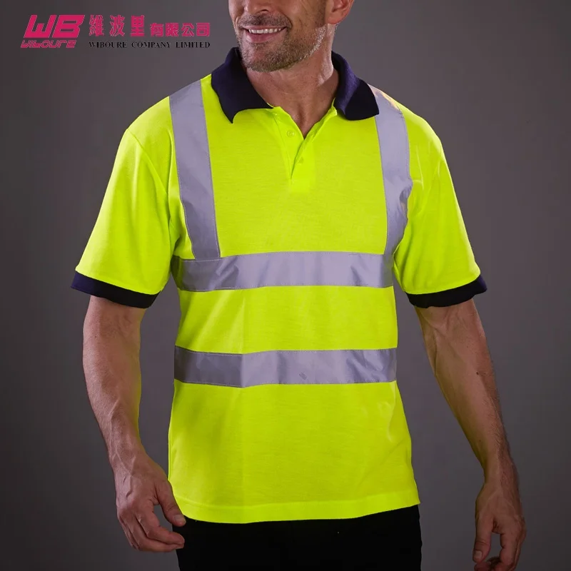 Cheap price company uniform reflective heat stripe Polyester safety Workwear lightweight polo shirt for
